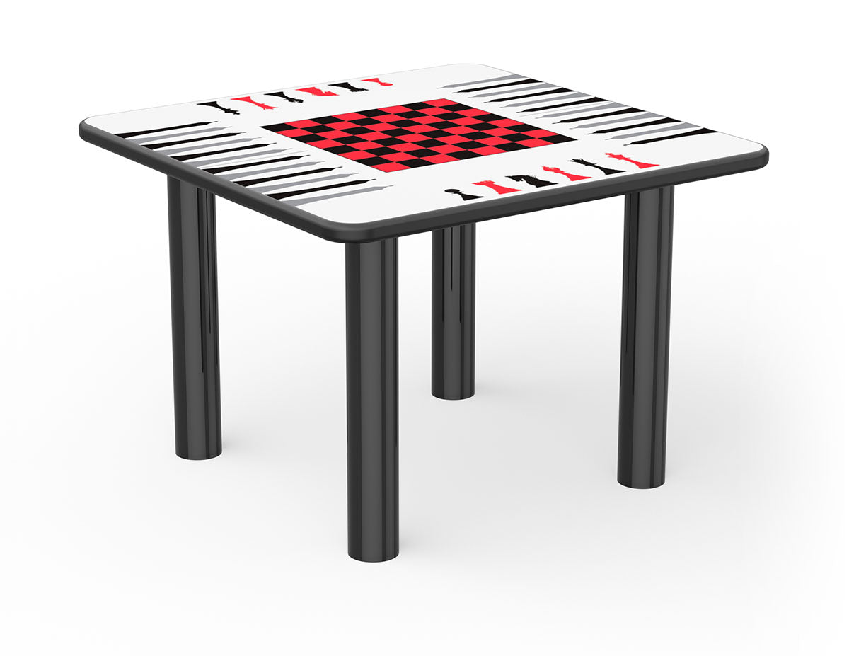 Table, Square Vinyl-Edge, Game Top, Steel-Legs, 36" x 36"