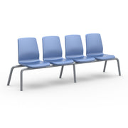 Structured Seating, 3 Seats, No Arms, Bolt Down, Blue Grey