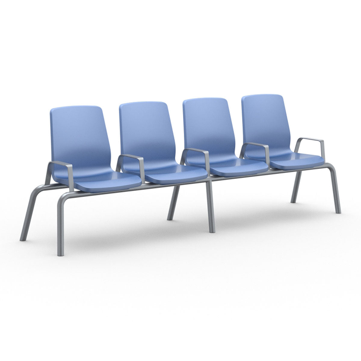 Structured Seating, 2 Seats, Arms/Dividers, Bolt Down, Blue Grey