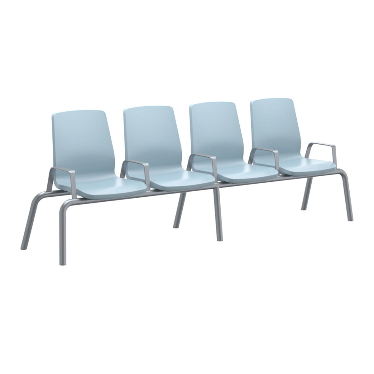Structured Seating, 4 Seats, With Arms, Floor Glides, Blue Grey