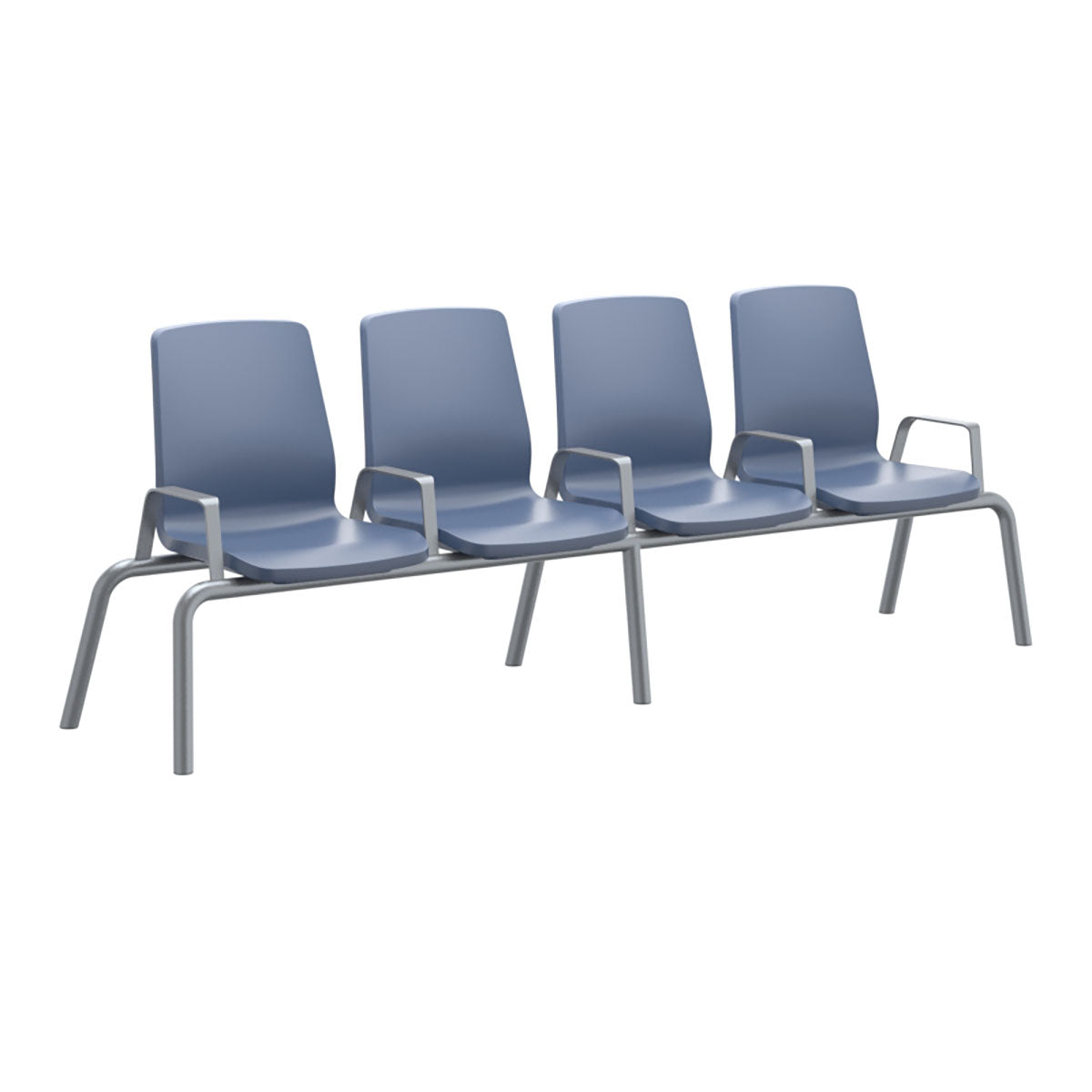 Structured Seating, 2 Seats, Arms/Dividers, Floor Glides, Blue Grey