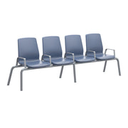 Structured Seating, 2 Seats, Arms/Dividers, Floor Glides, Blue Grey