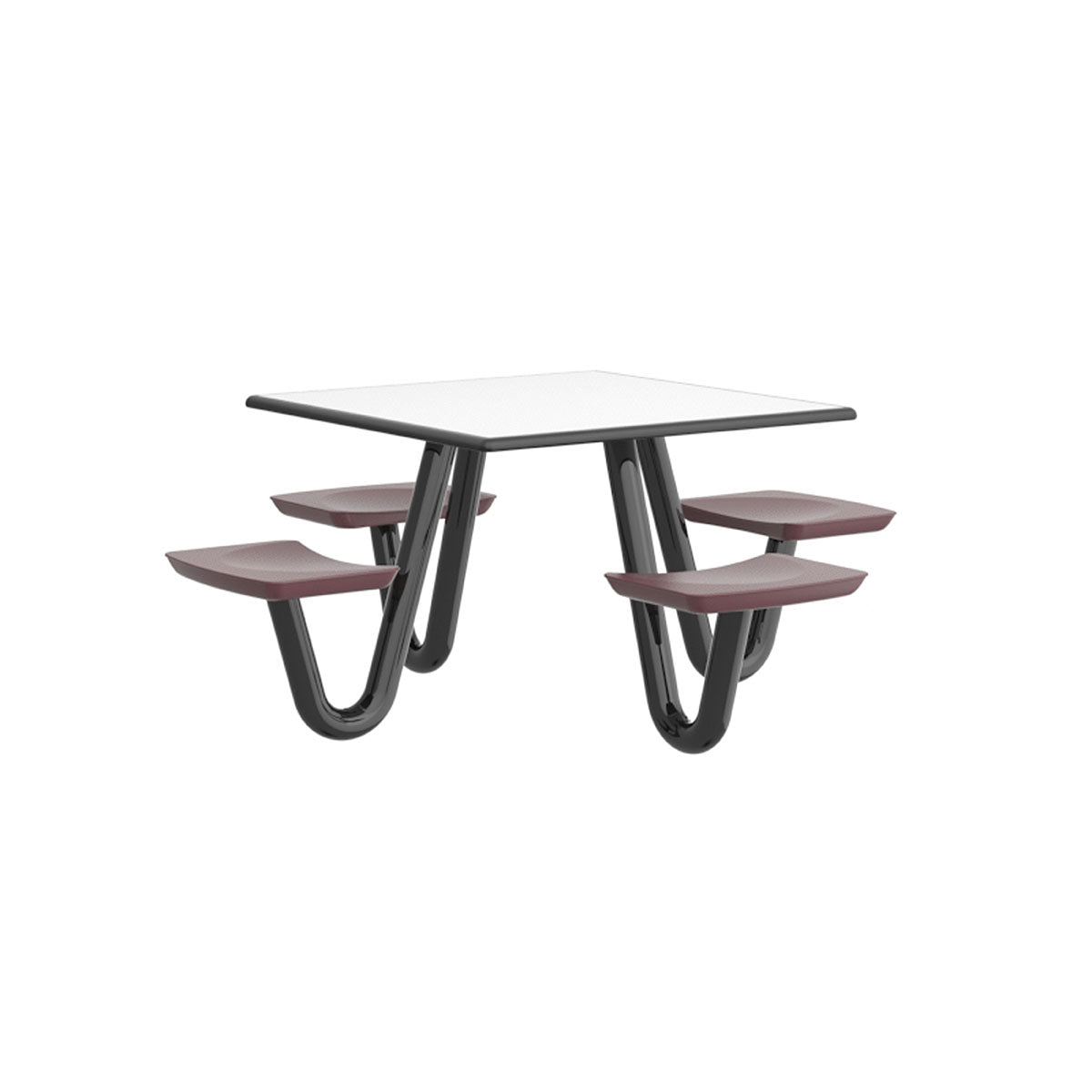 Anchor Table, 4 Burgundy Seats, Square, 42" x 42"