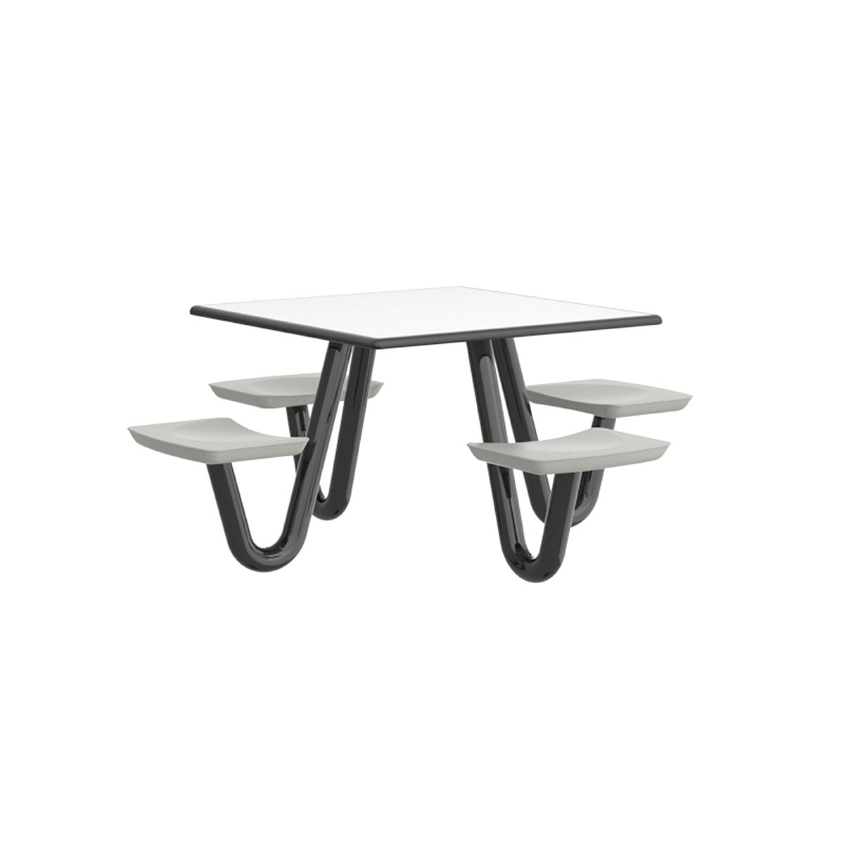 Anchor Table, 4 Stone Gray Seats, Square, 42" x 42"