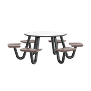 Anchor Table, 6 Brown Seats, Round, 48"