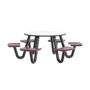 Anchor Table, 6 Burgundy Seats, Round, 48"