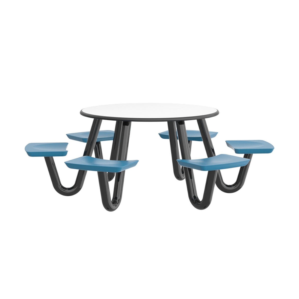 Anchor Table, 6 Slate Blue Seats, Round, 48"