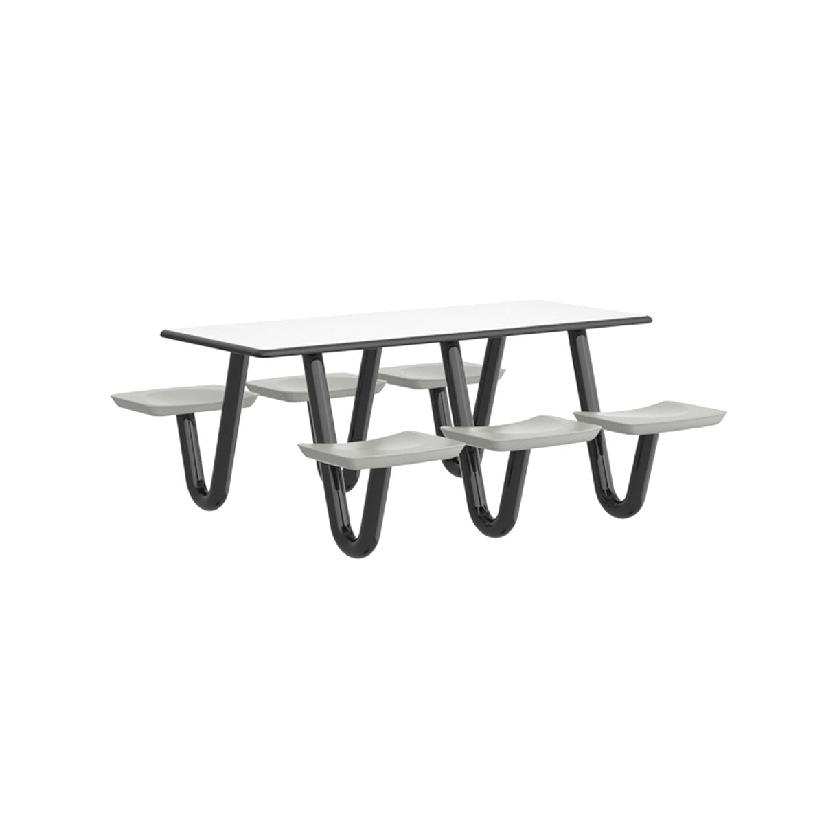 Anchor Table, 6 Stone Gray Seats, Rectangle, 30" x 72"