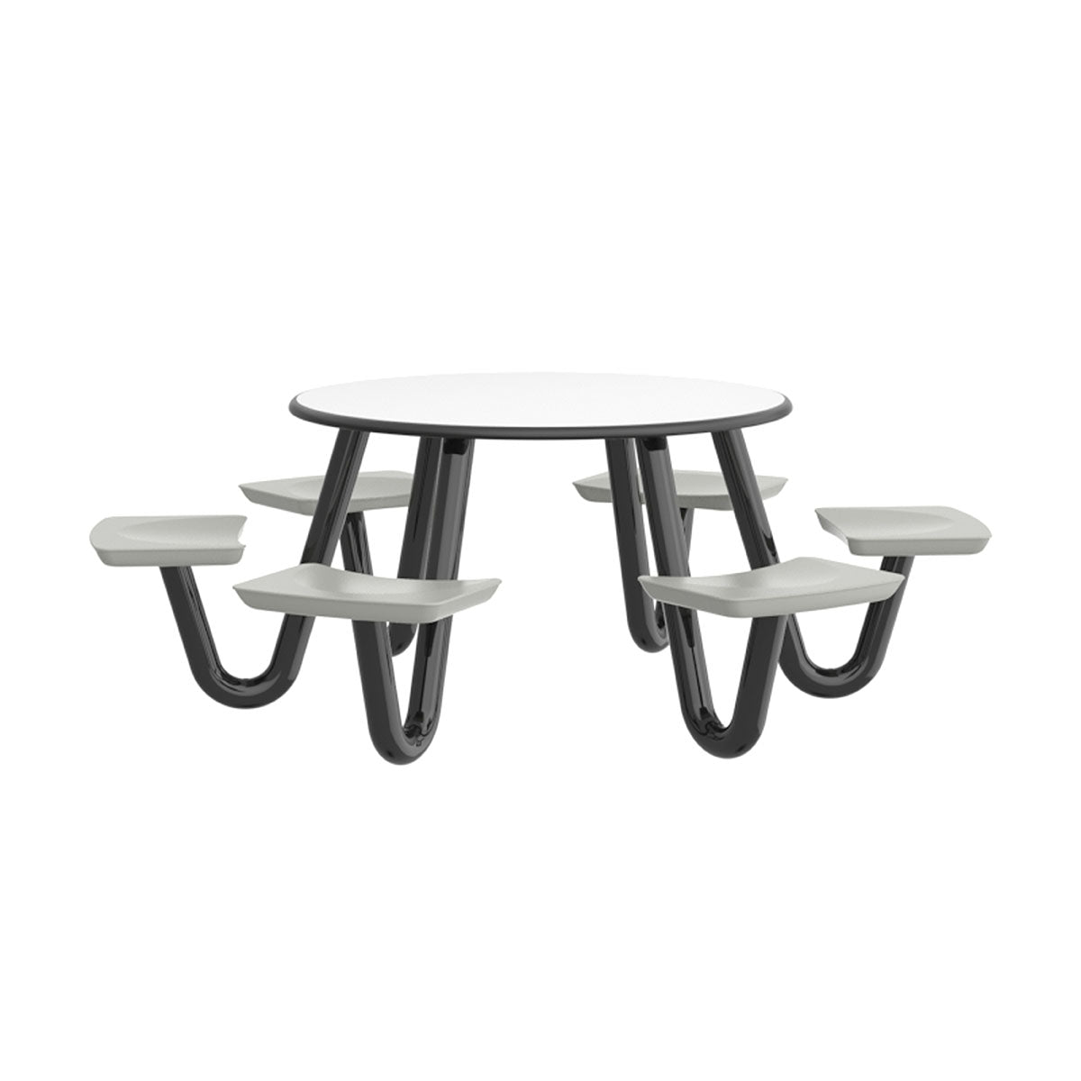 Anchor Table, 6 Stone Gray Seats, Round, 48"