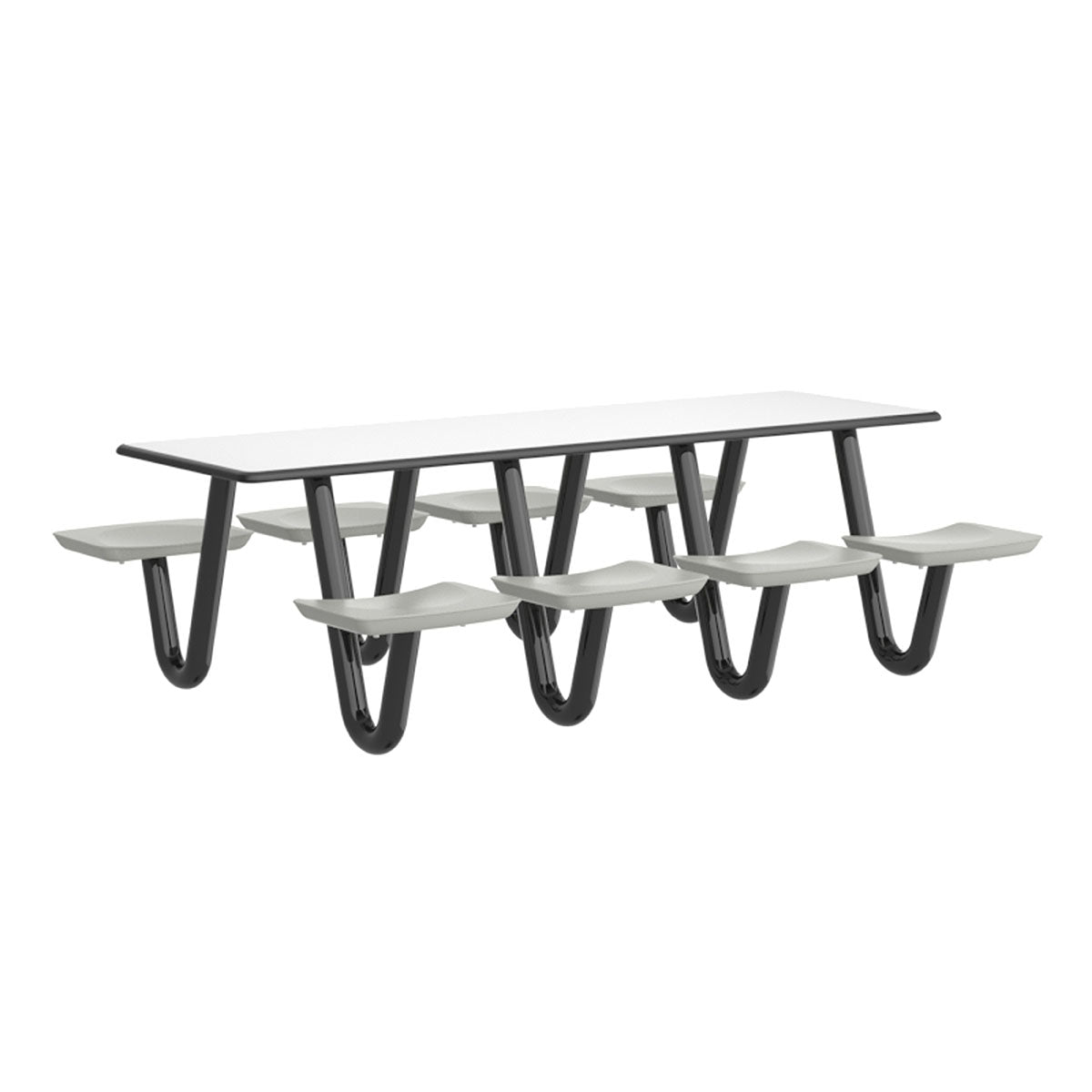 Anchor Table, 8 Stone Gray Seats, Rectangle, 30" x 96"