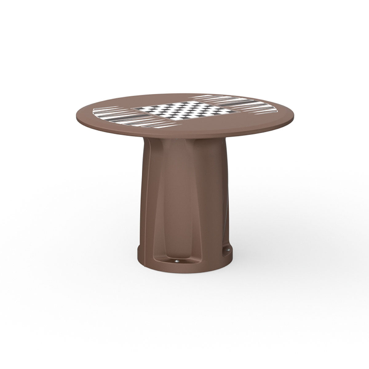Endurance Round Base Table, 42" Round Top, Game Top, Brown