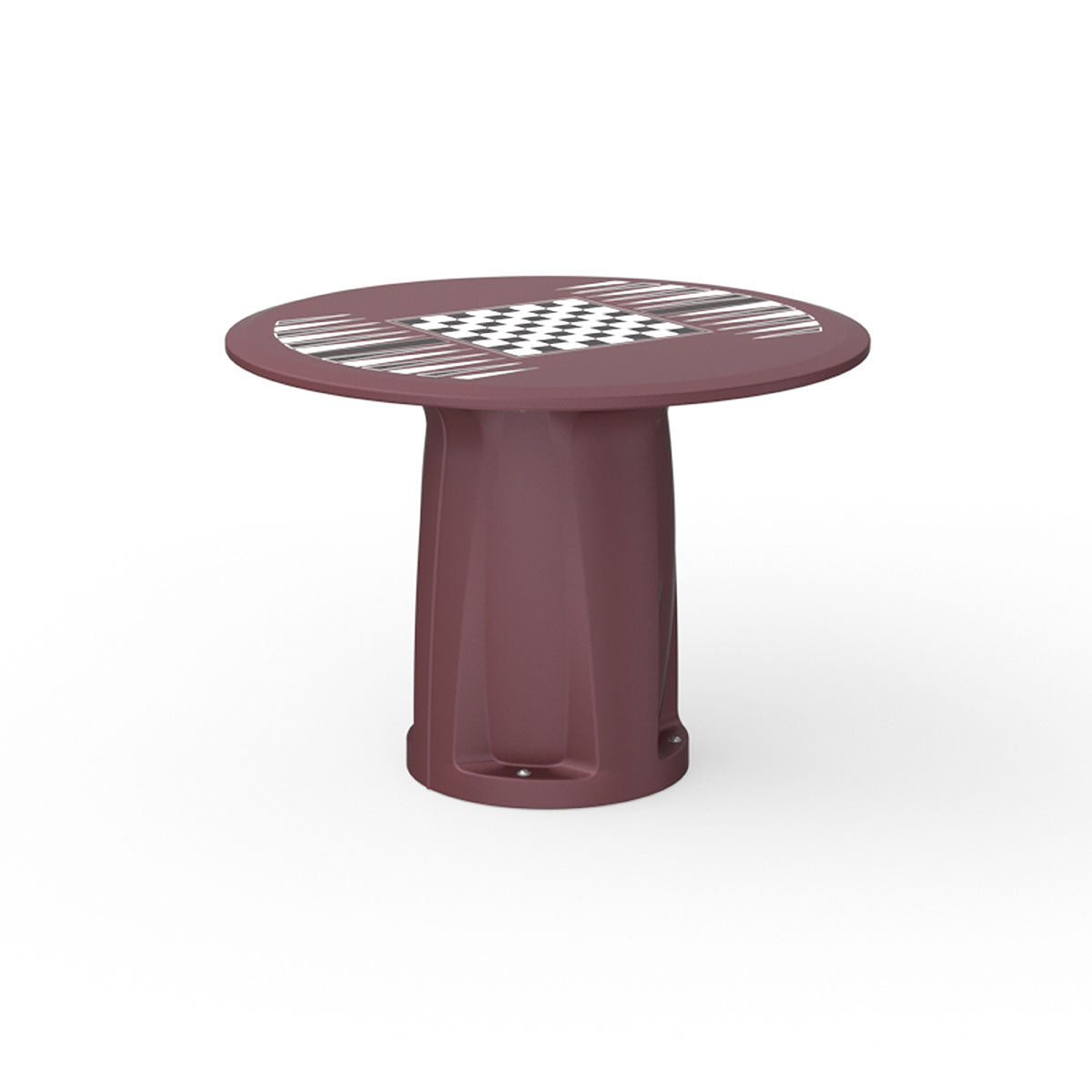 Endurance Round Base Table, 42" Round Top, Game Top, Burgundy
