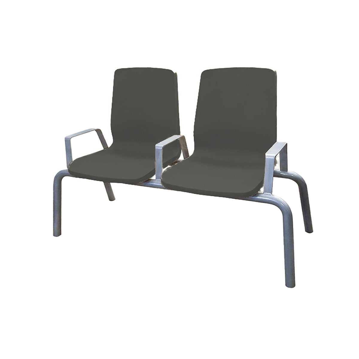 Structured Seating, 2 Seats, Arms/Dividers, Bolt Down, Black