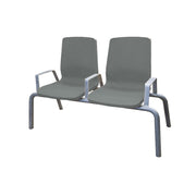 Structured Seating, 2 Seats, Arms/Dividers, Bolt Down, Gray