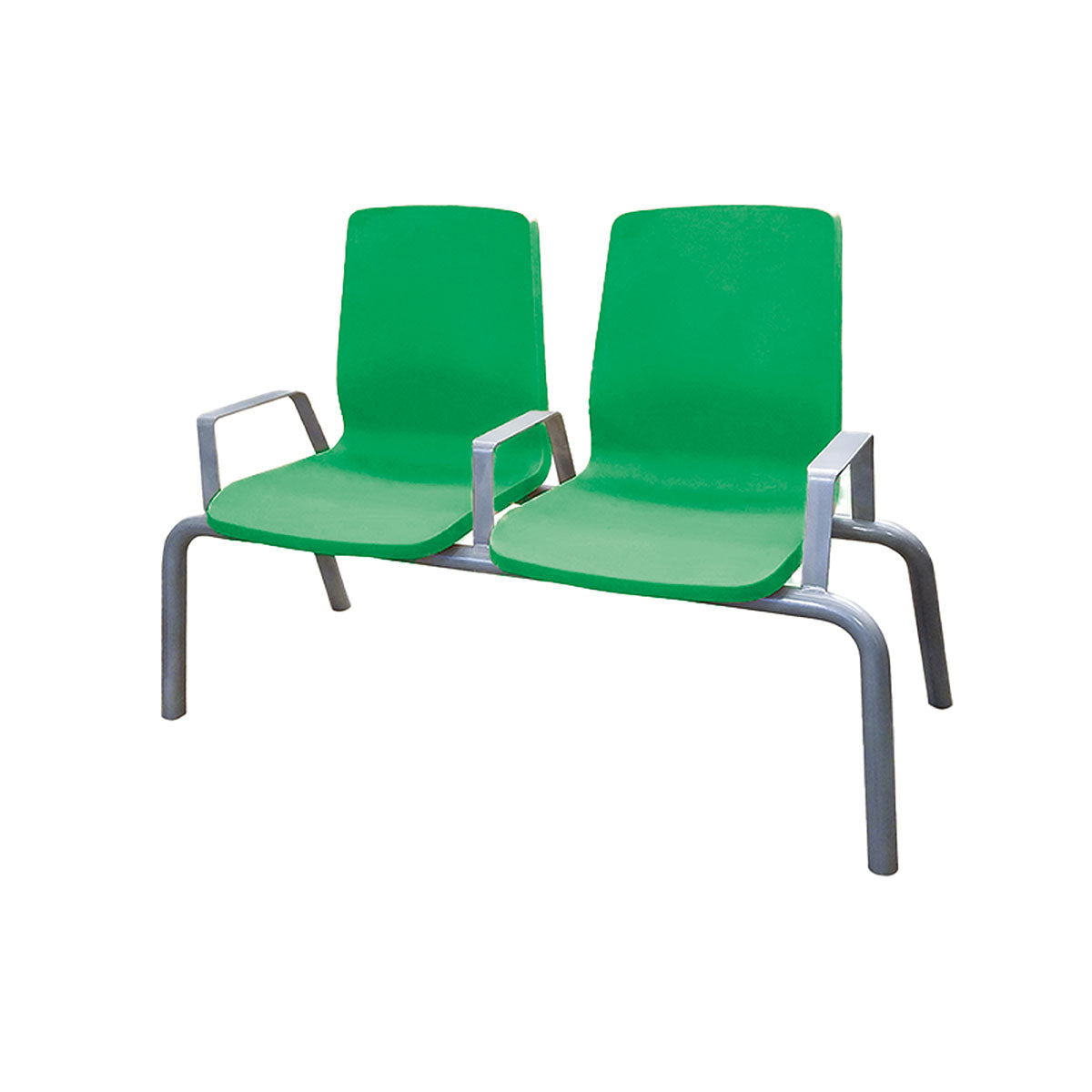 Structured Seating, 2 Seats, Arms/Dividers, Bolt Down, Green