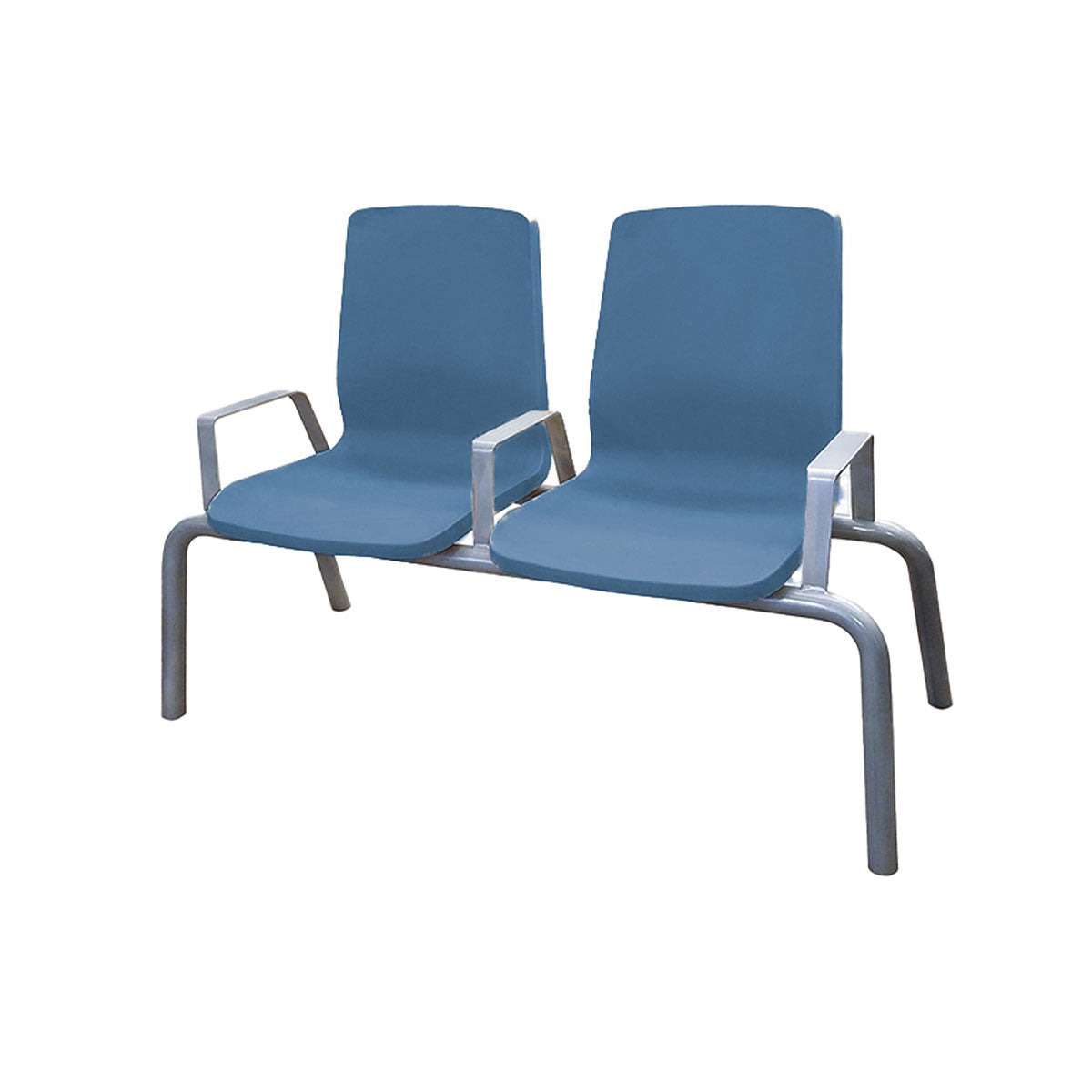 Structured Seating, 2 Seats, Arms/Dividers, Floor Glides, Midnight Blue