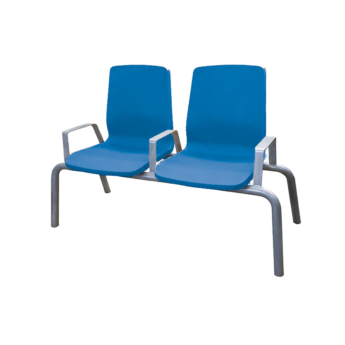 Structured Seating, 2 Seats, Arms/Dividers, Floor Glides, Slate Blue