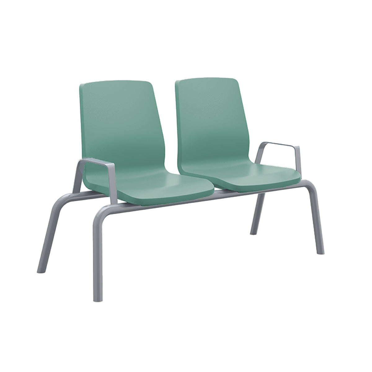 Structured Seating, 2 Seats, With Arms, Bolt Down, Aqua