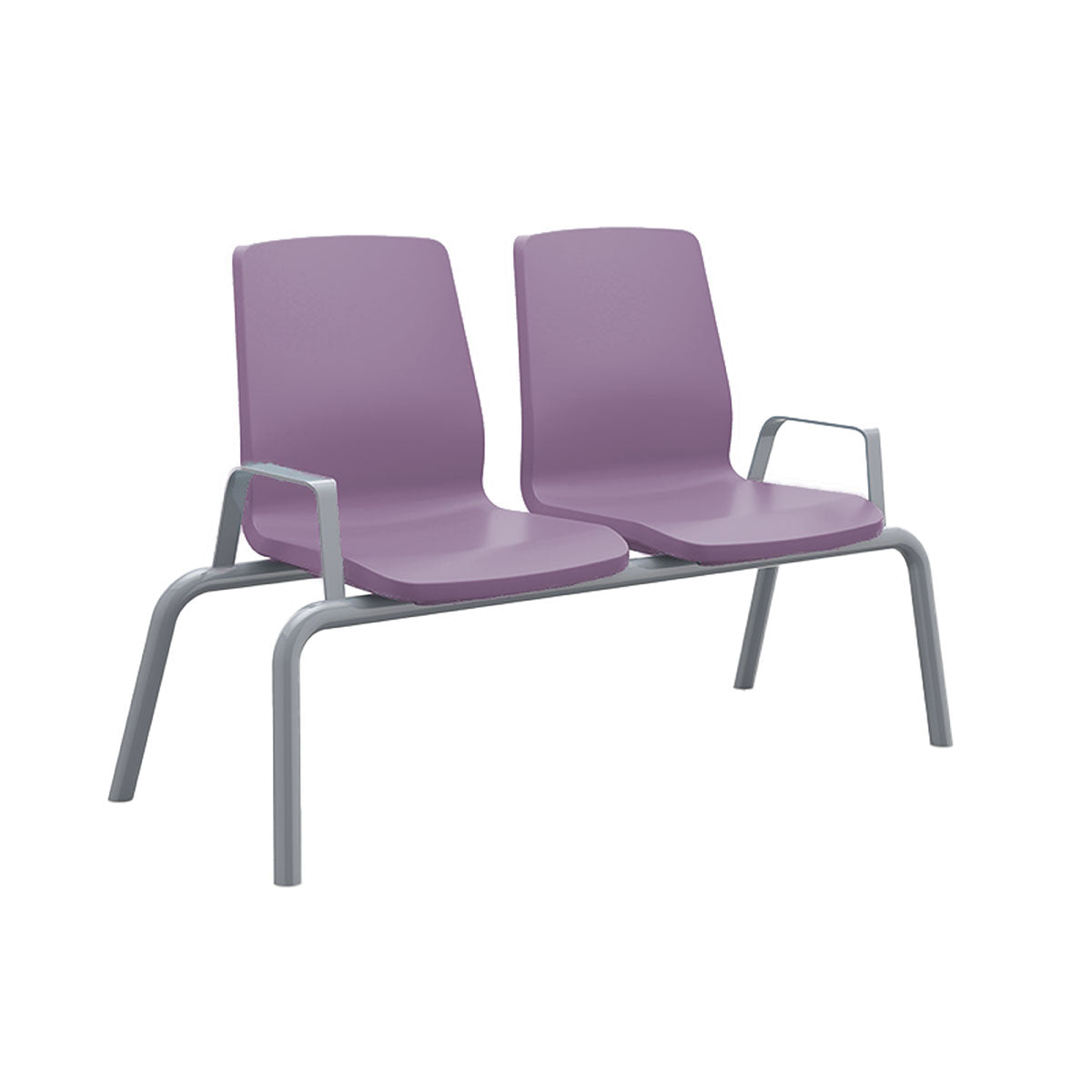 Structured Seating, 2 Seats, With Arms, Bolt Down, Indigo