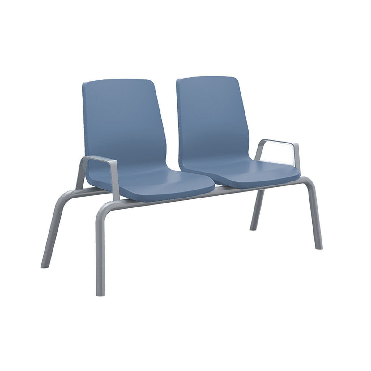 Structured Seating, 2 Seats, With Arms, Bolt Down, Midnight Blue