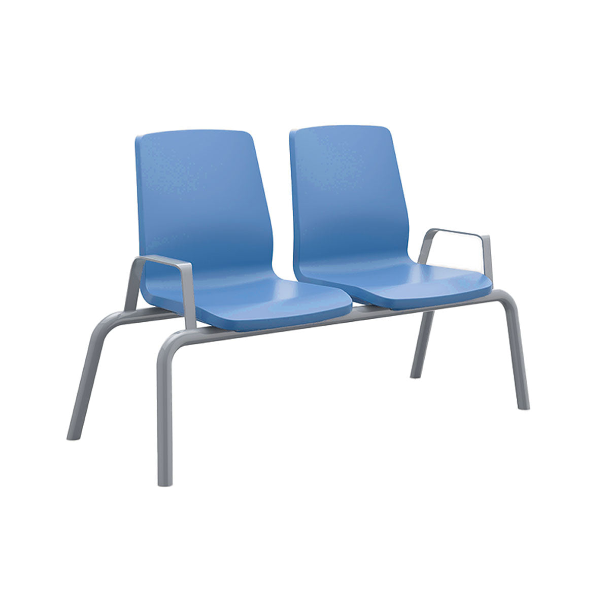 Structured Seating, 2 Seats, With Arms, Bolt Down, Slate Blue