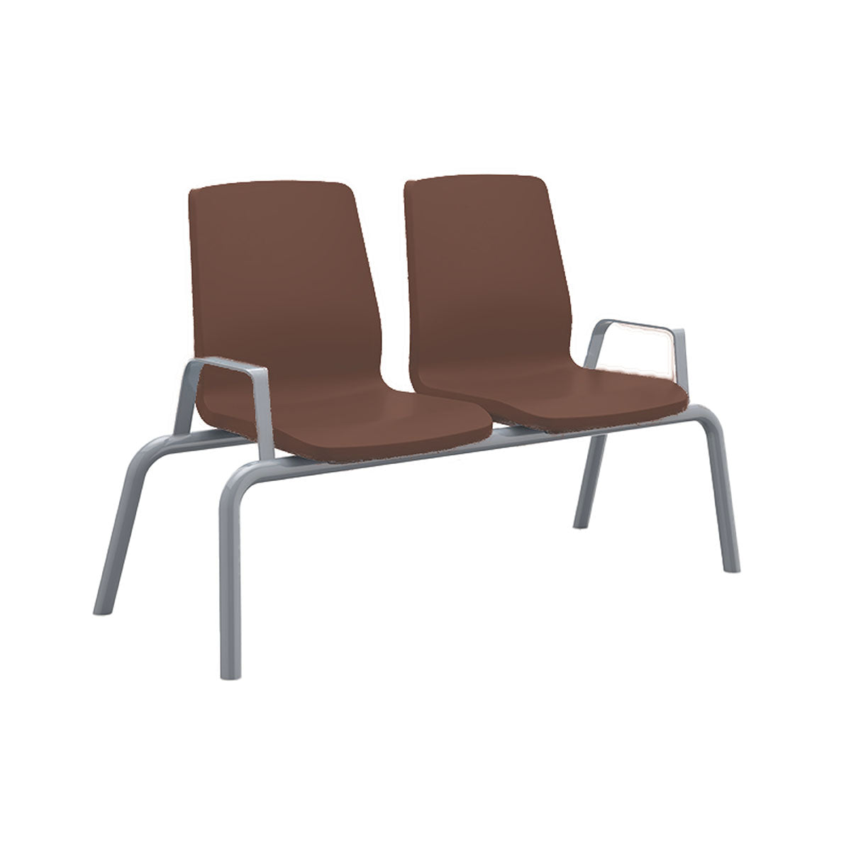 Structured Seating, 2 Seats, With Arms, Floor Glides, Brown