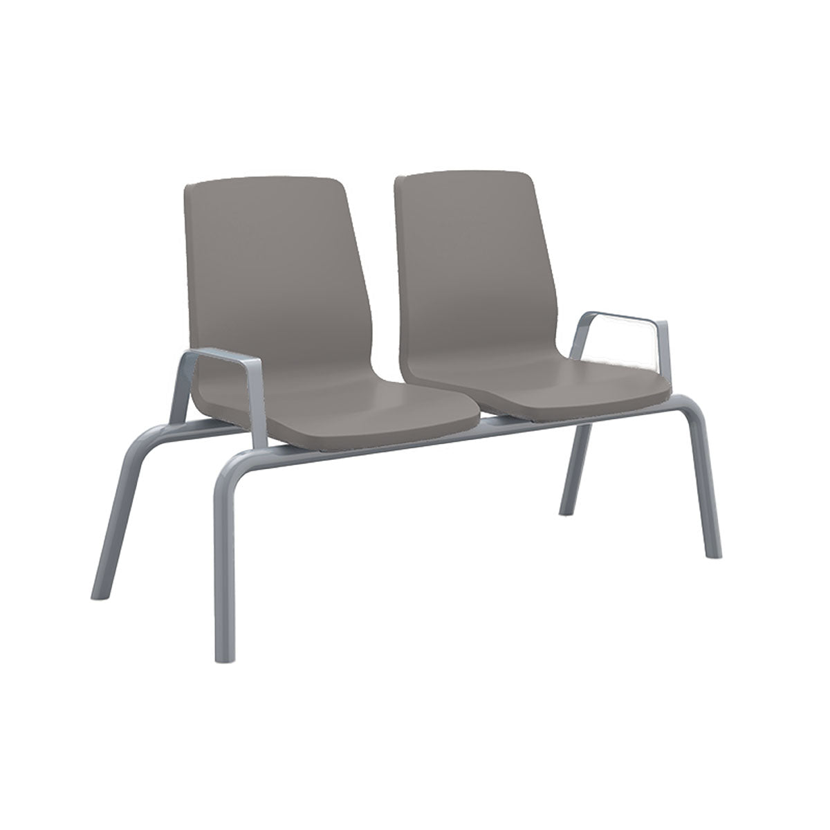 Structured Seating, 2 Seats, With Arms, Floor Glides, Gray