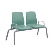 Structured Seating, 2 Seats, With Arms,Floor Glides, Aqua
