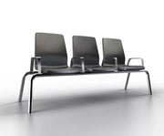 Structured Seating, 3 Seats, Arms/Dividers, Bolt Down, Black