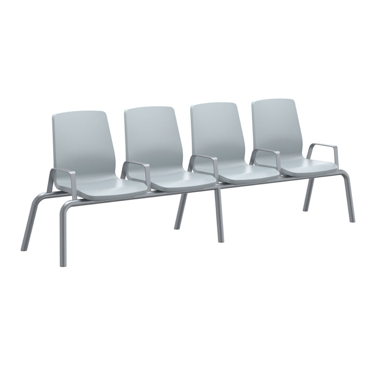 Structured Seating, 4 Seats, Arms/Dividers, Bolt Down, Gray