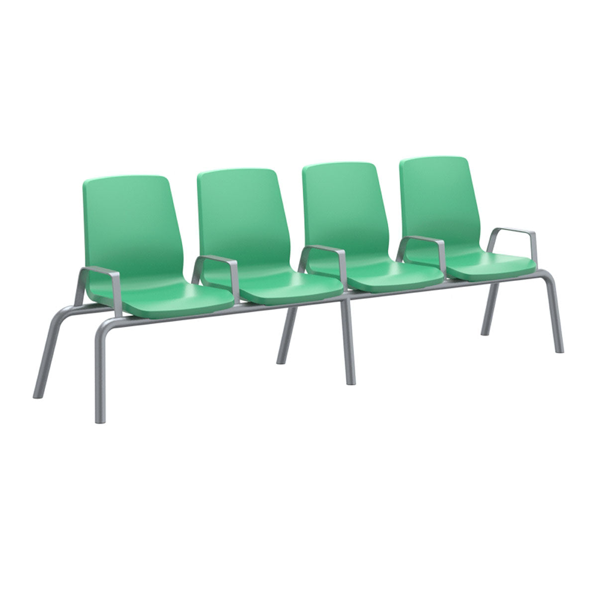 Structured Seating, 4 Seats, Arms/Dividers, Bolt Down, Green