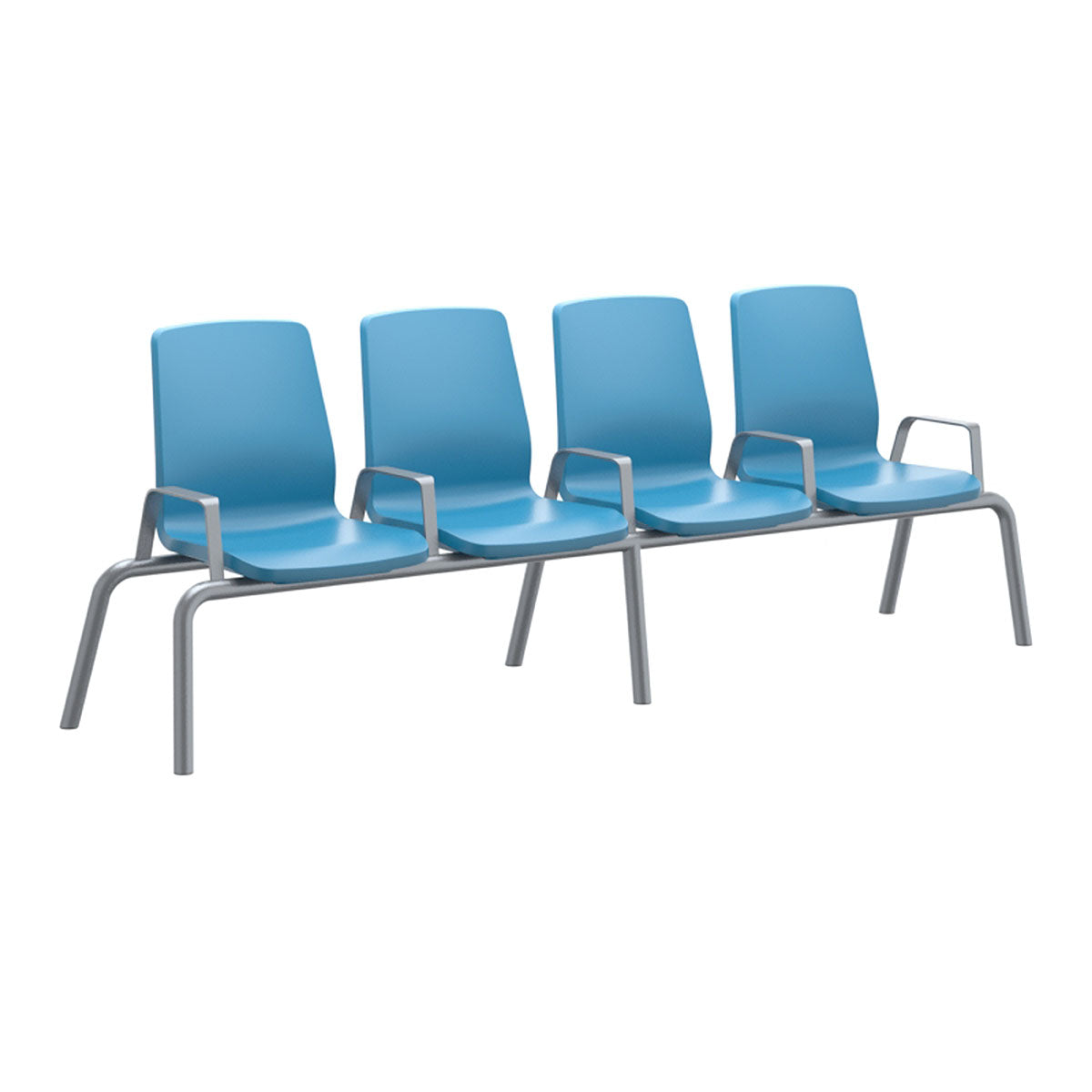 Structured Seating, 4 Seats, Arms/Dividers, Bolt Down, Slate Blue