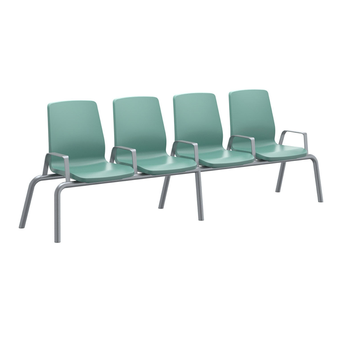 Structured Seating, 4 Seats, Arms/Dividers, Floor Glides, Aqua