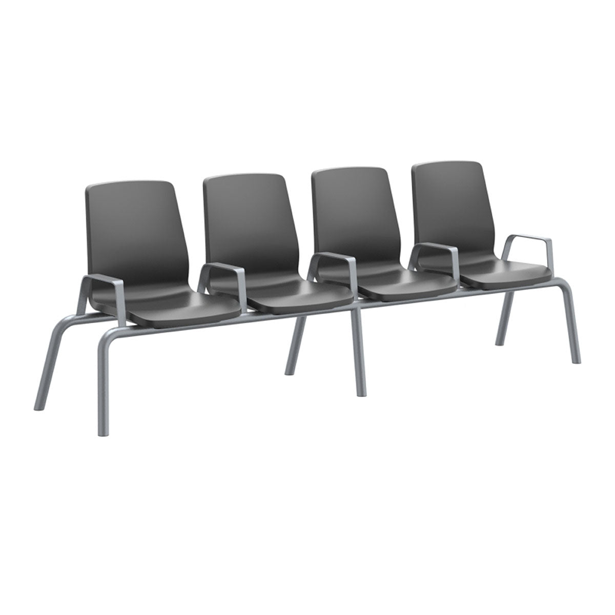 Structured Seating, 4 Seats, Arms/Dividers, Floor Glides, Black