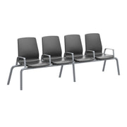 Structured Seating, 4 Seats, Arms/Dividers, Floor Glides, Black