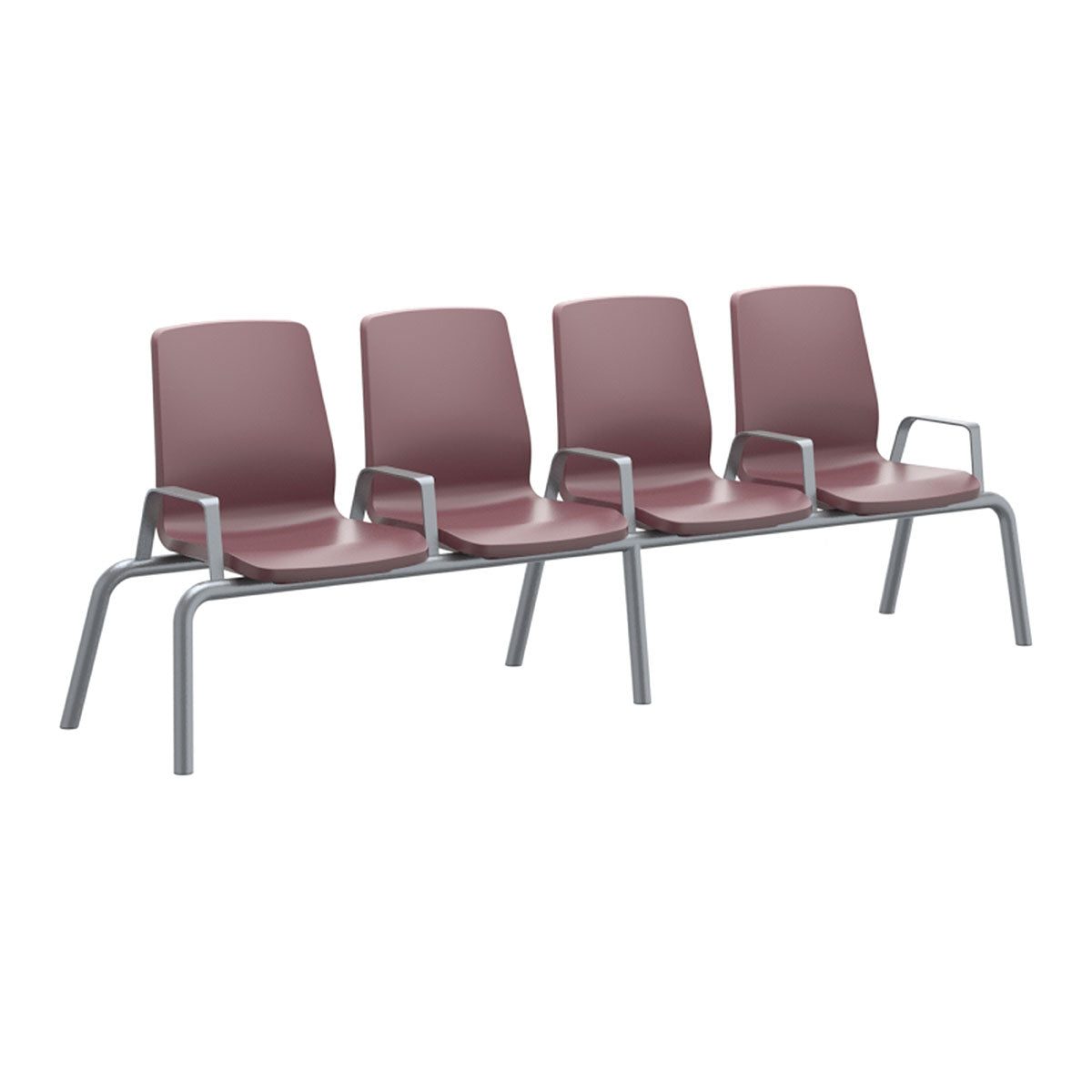 Structured Seating, 4 Seats, Arms/Dividers, Floor Glides, Burgundy