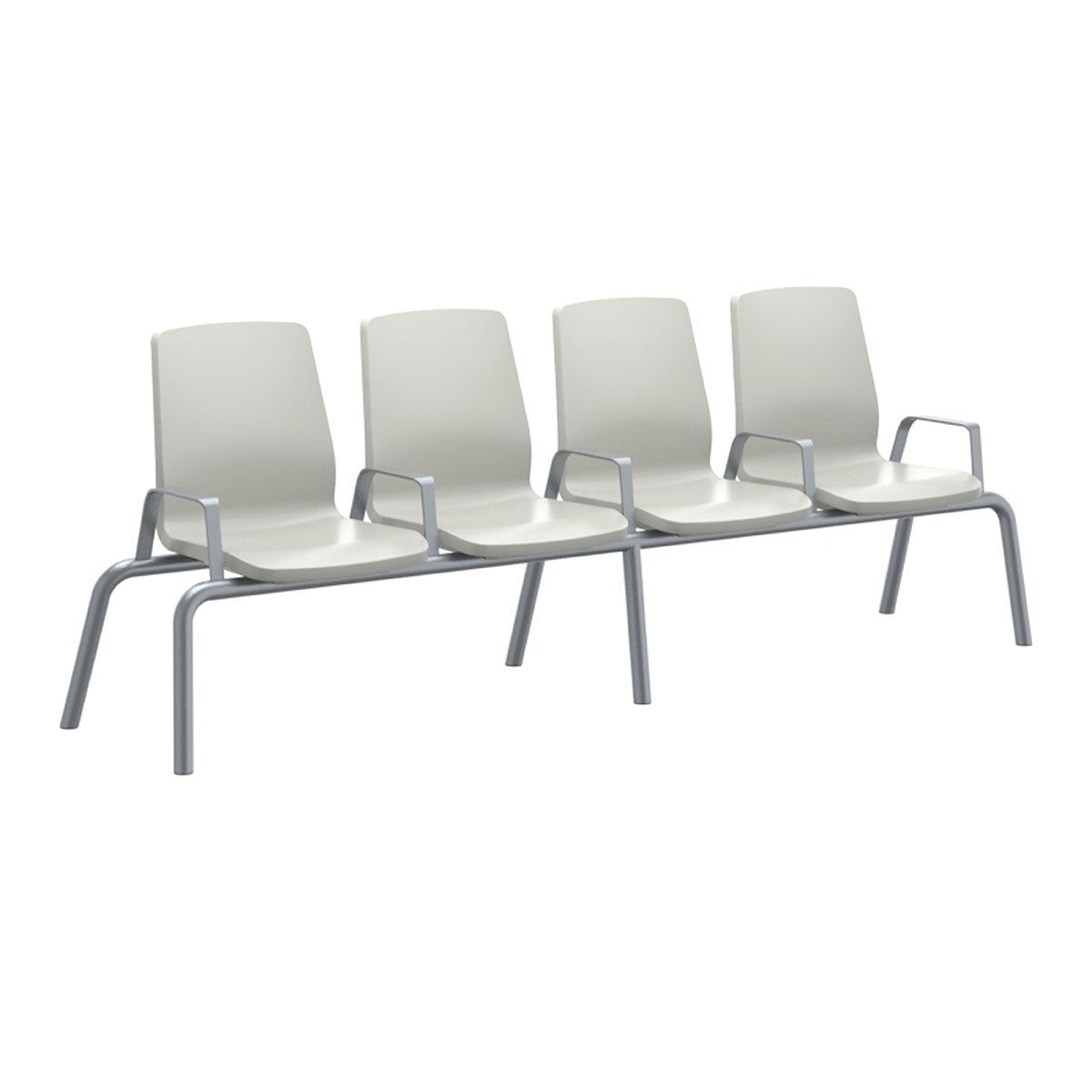 Structured Seating, 4 Seats, Arms/Dividers, Floor Glides, Stone Gray