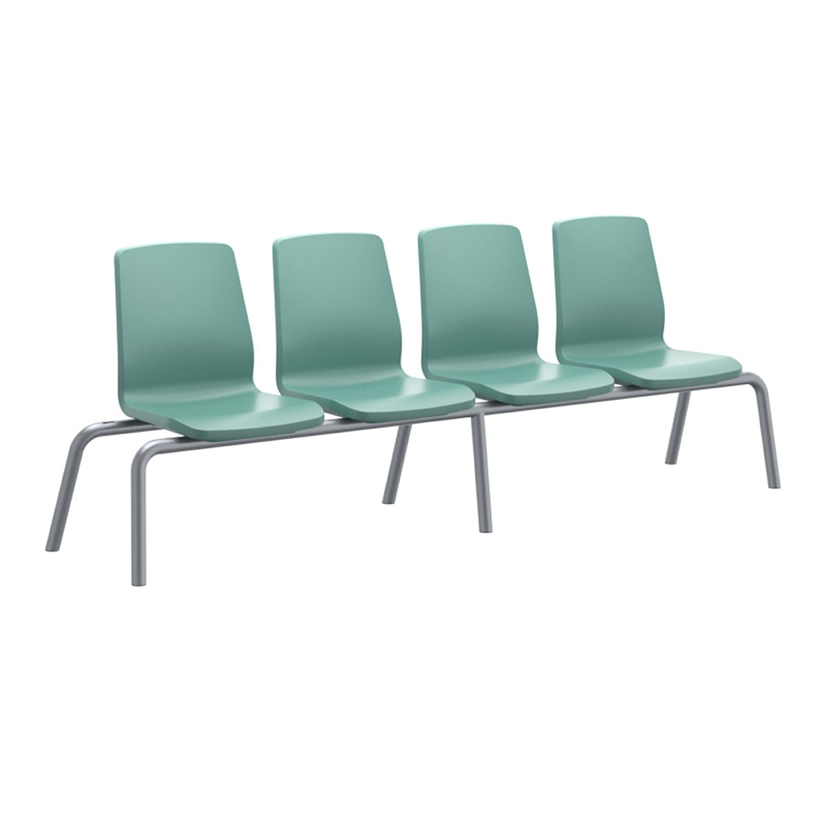 Structured Seating, 4 Seats, No Arms, Bolt Down, Aqua