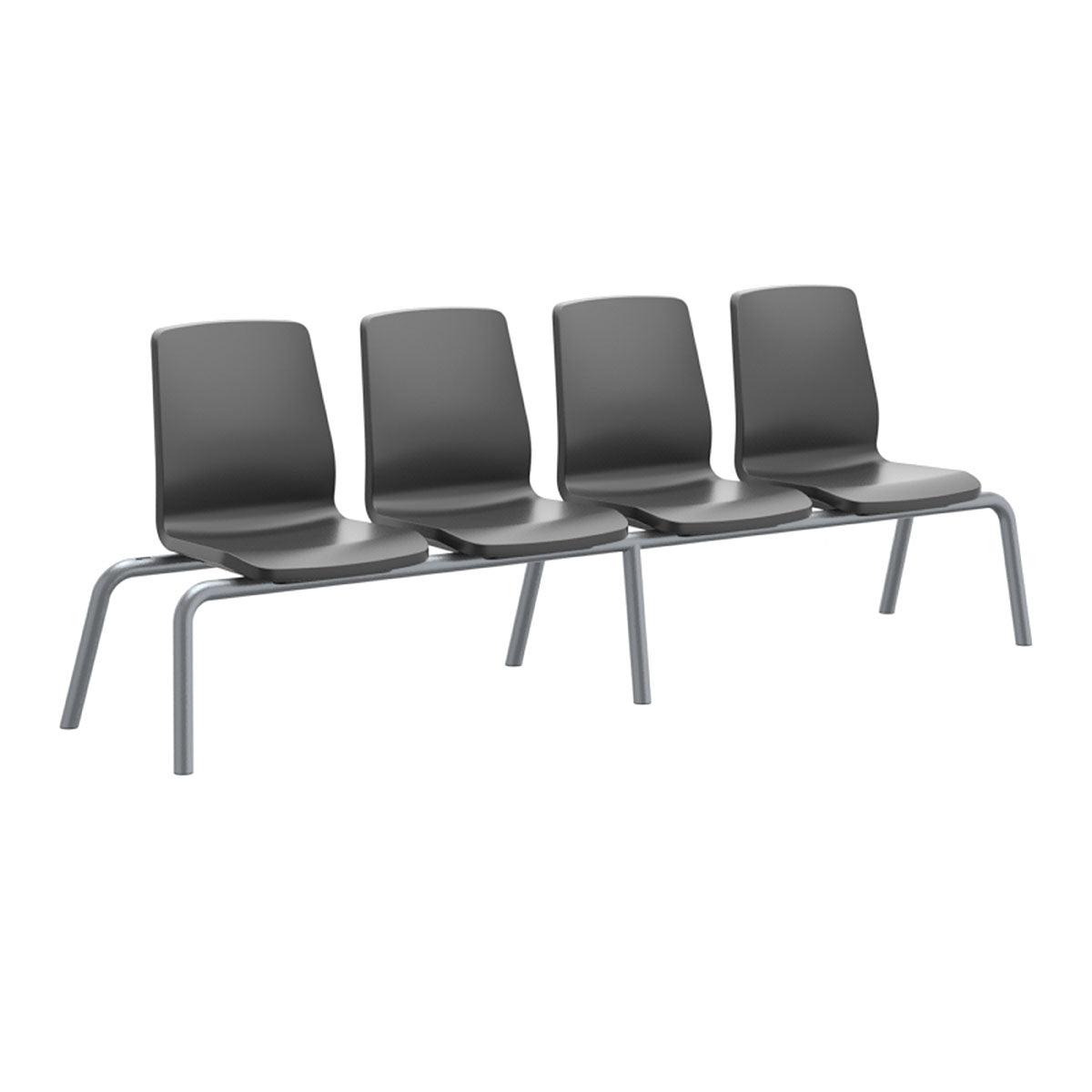 Structured Seating, 4 Seats, No Arms, Bolt Down, Black