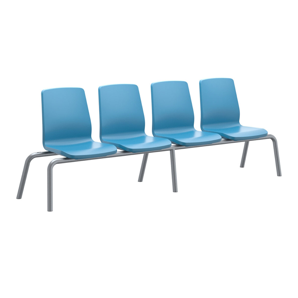 Structured Seating, 4 Seats, No Arms, Bolt Down, Slate Blue