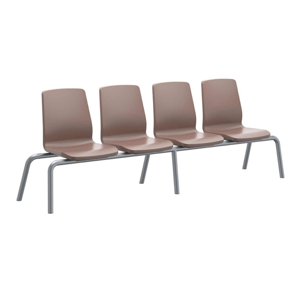 Structured Seating, 4 Seats, No Arms, Floor Glides, Brown