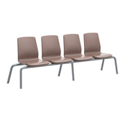 Structured Seating, 4 Seats, No Arms, Floor Glides, Brown