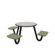 ADA Anchor Table, J-Leg, 3 Moss Seats, Round, 42"