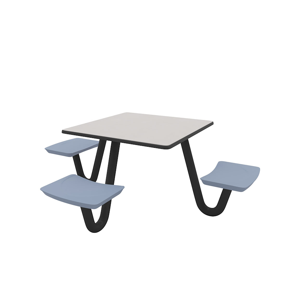 ADA Anchor Table, J-Leg, 3 Overcast Seats, Square, 42" x 42"