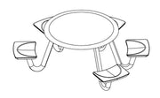 ADA Anchor Table, J-Leg, 5 Claylight Seats, Round, 48"
