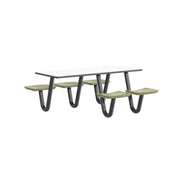 ADA Anchor Table, J-Leg, 5 Moss Seats, Rectangle, 30" x 72"