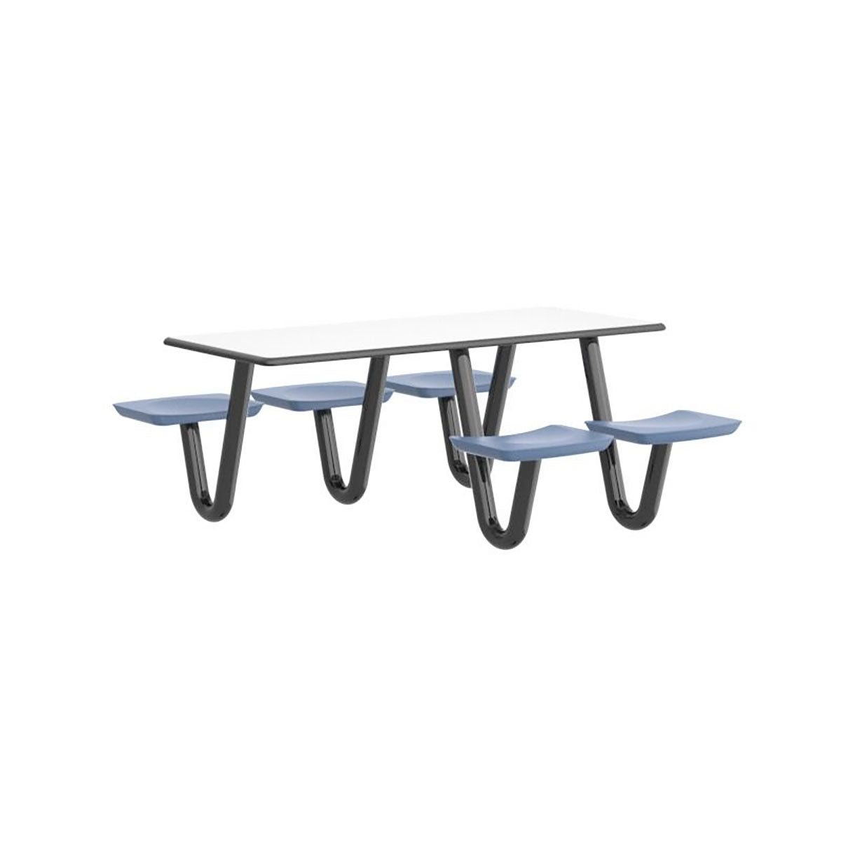 ADA Anchor Table, J-Leg, 5 Overcast Seats, Rectangle, 30" x 72"