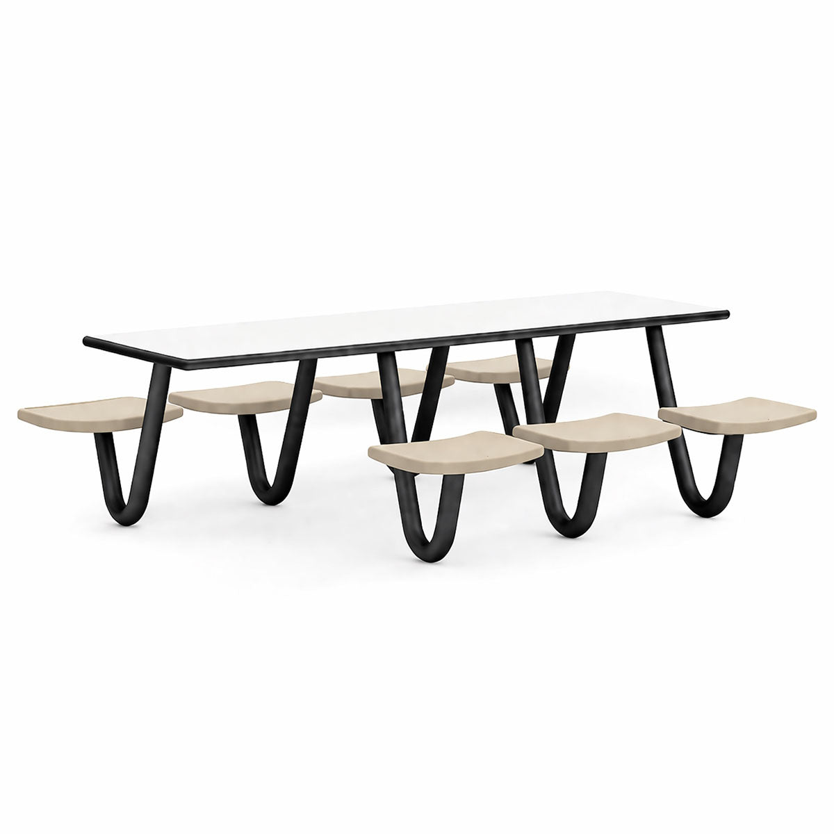 ADA Anchor Table, J-Leg, 7 Canvas Seats, Rectangle, 30" x 96"