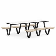 ADA Anchor Table, J-Leg, 7 Canvas Seats, Rectangle, 30" x 96"