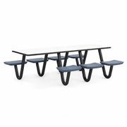ADA Anchor Table, J-Leg, 7 Overcast Seats, Rectangle, 30" x 96"